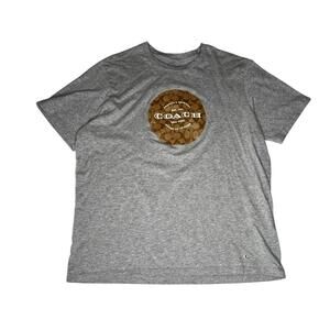 Coach Men’s T-Shirt XL Gray Signature Logo Graphic Tee Peru 100% Cotton F33780